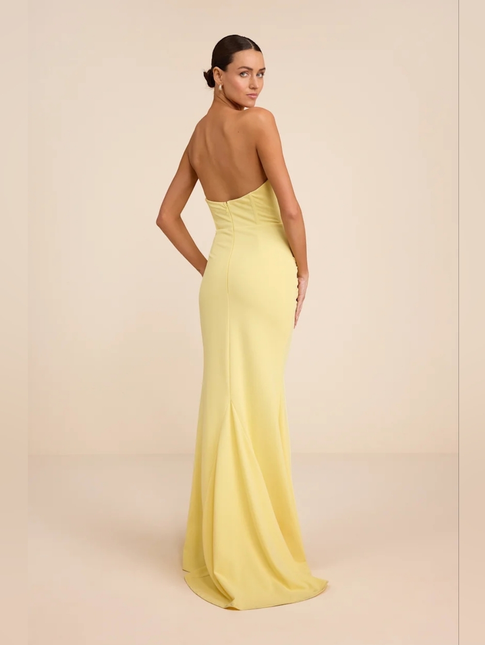 Lulus Laney Light Yellow Strapless Corset Maxi Dress S Wedding Party Prom Formal - Picture 3 of 9